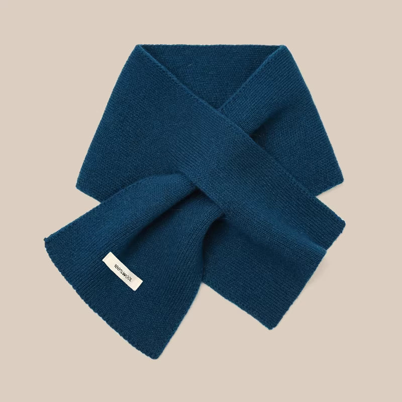 Solid Color Minimalist Pure Wool Knitted Scarf for Women – Versatile, Premium-feel, Warm Neck Protector Cross-wrap Scarf for Autumn and Winter