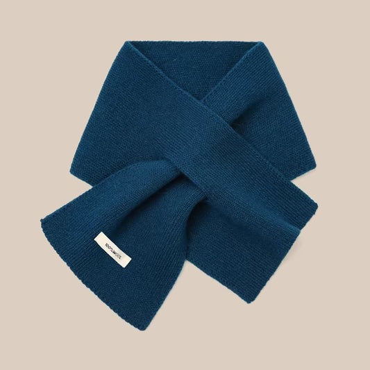 Solid Color Minimalist Pure Wool Knitted Scarf for Women – Versatile, Premium-feel, Warm Neck Protector Cross-wrap Scarf for Autumn and Winter