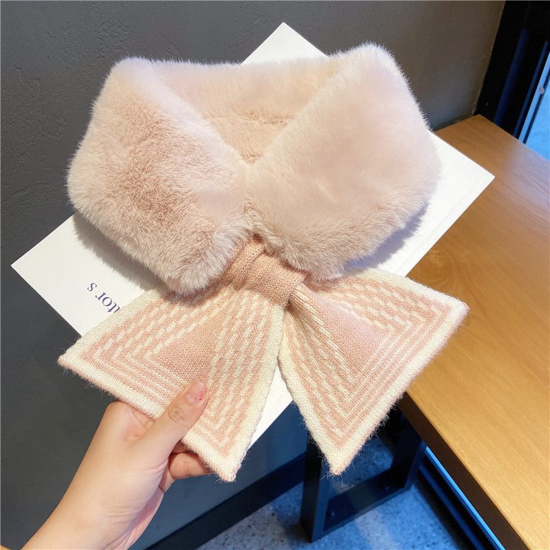 2025 New Arrival Rabbit Fur Scarf for Women – Versatile Korean-style Thickened Neck Warmer, Cozy Windproof Neck Gaiter for Autumn and Winter