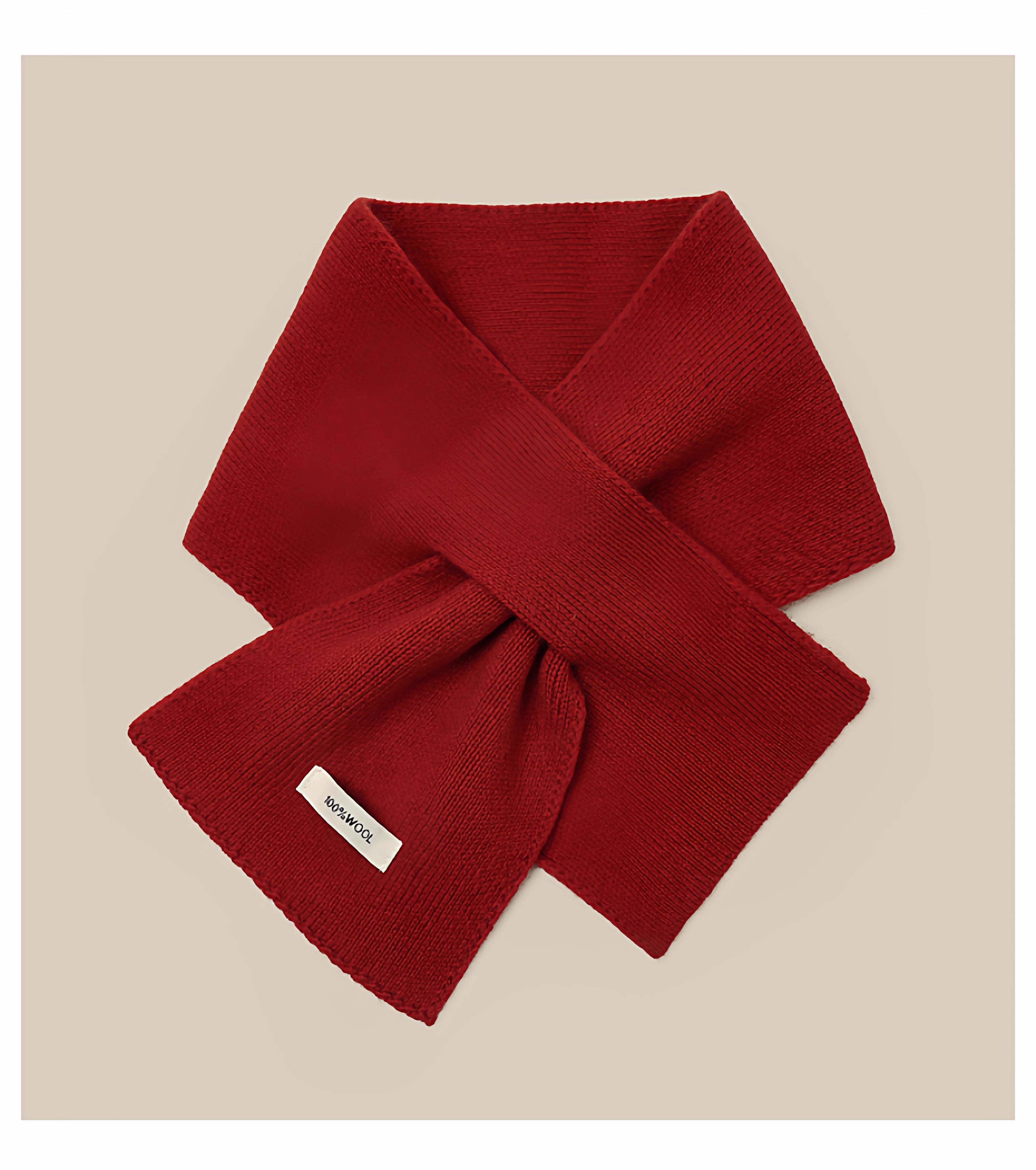 Solid Color Minimalist Pure Wool Knitted Scarf for Women – Versatile, Premium-feel, Warm Neck Protector Cross-wrap Scarf for Autumn and Winter