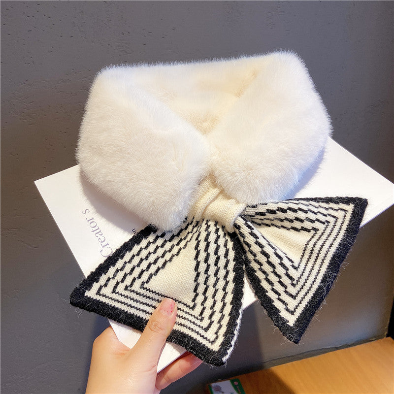 2025 New Arrival Rabbit Fur Scarf for Women – Versatile Korean-style Thickened Neck Warmer, Cozy Windproof Neck Gaiter for Autumn and Winter